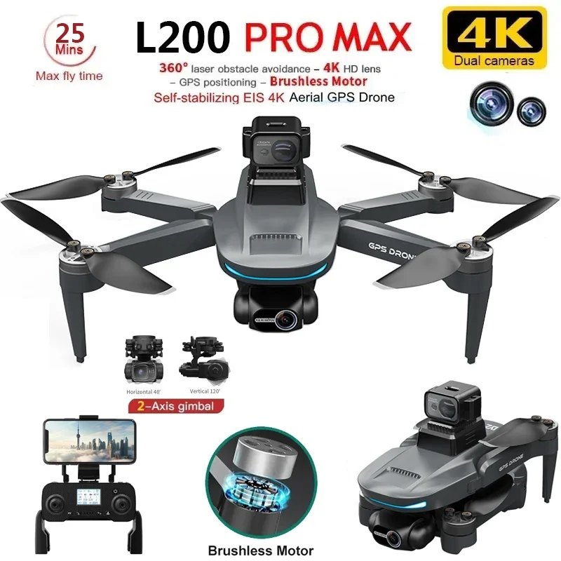 Drone Camera Night Vision - L200 PRO MAX Drone 4K 2-Axis