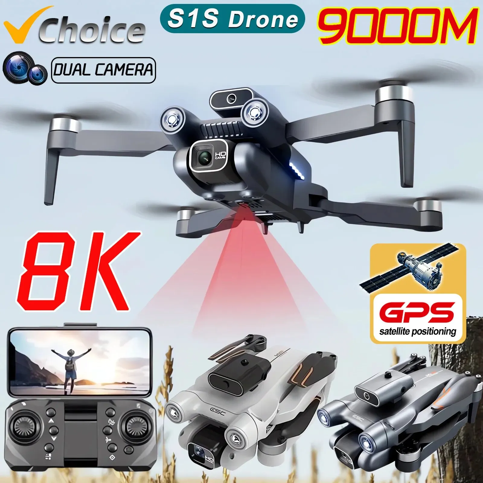 New S1S 5G GPS Drone Camera 8K - Drone Camera Professional บทวิจารณ์และราคา